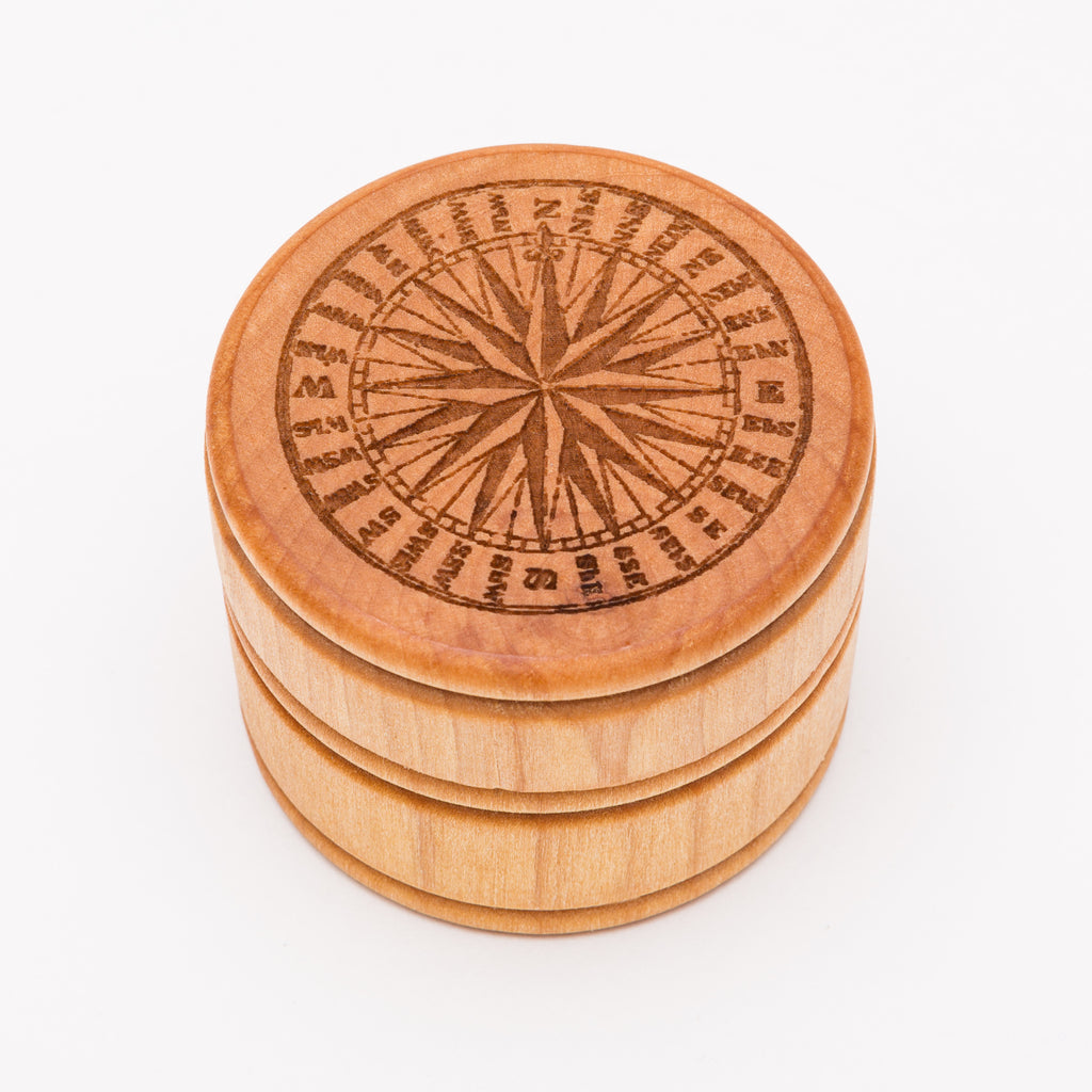 Compass Rose Laser Cut Round Wood Box from Create Laser Arts