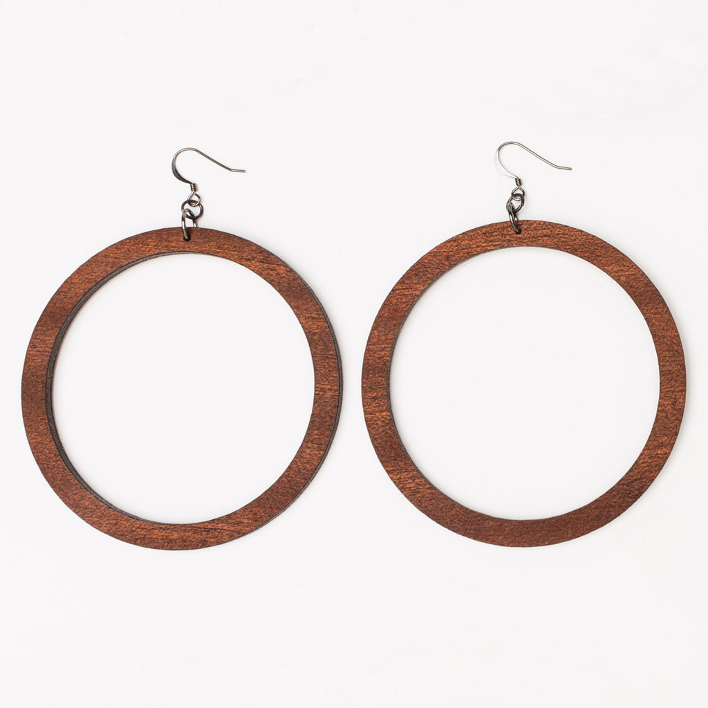 Round laser cut hoop earrings from Create Laser Arts in Grand size