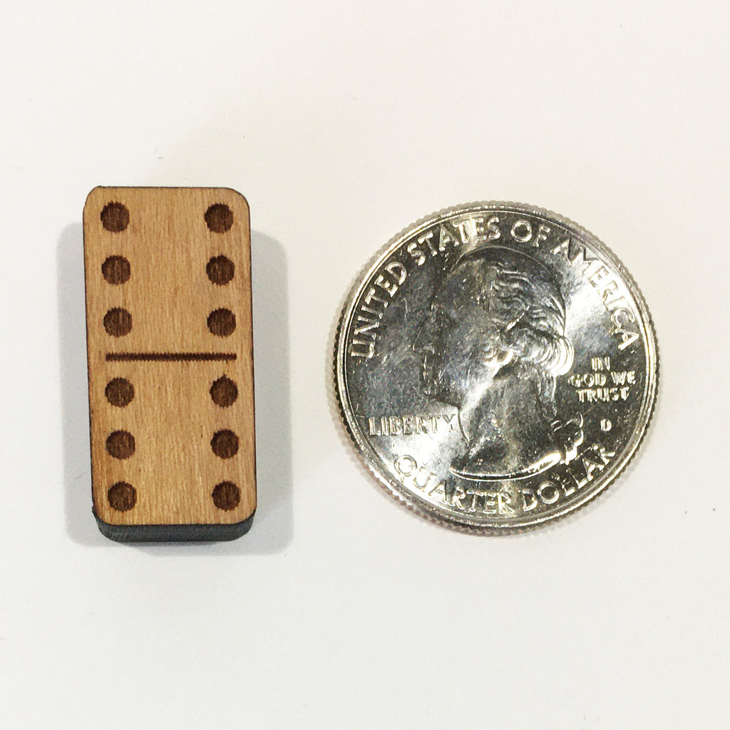 Mini wood block dominoes are the same size as a quarter