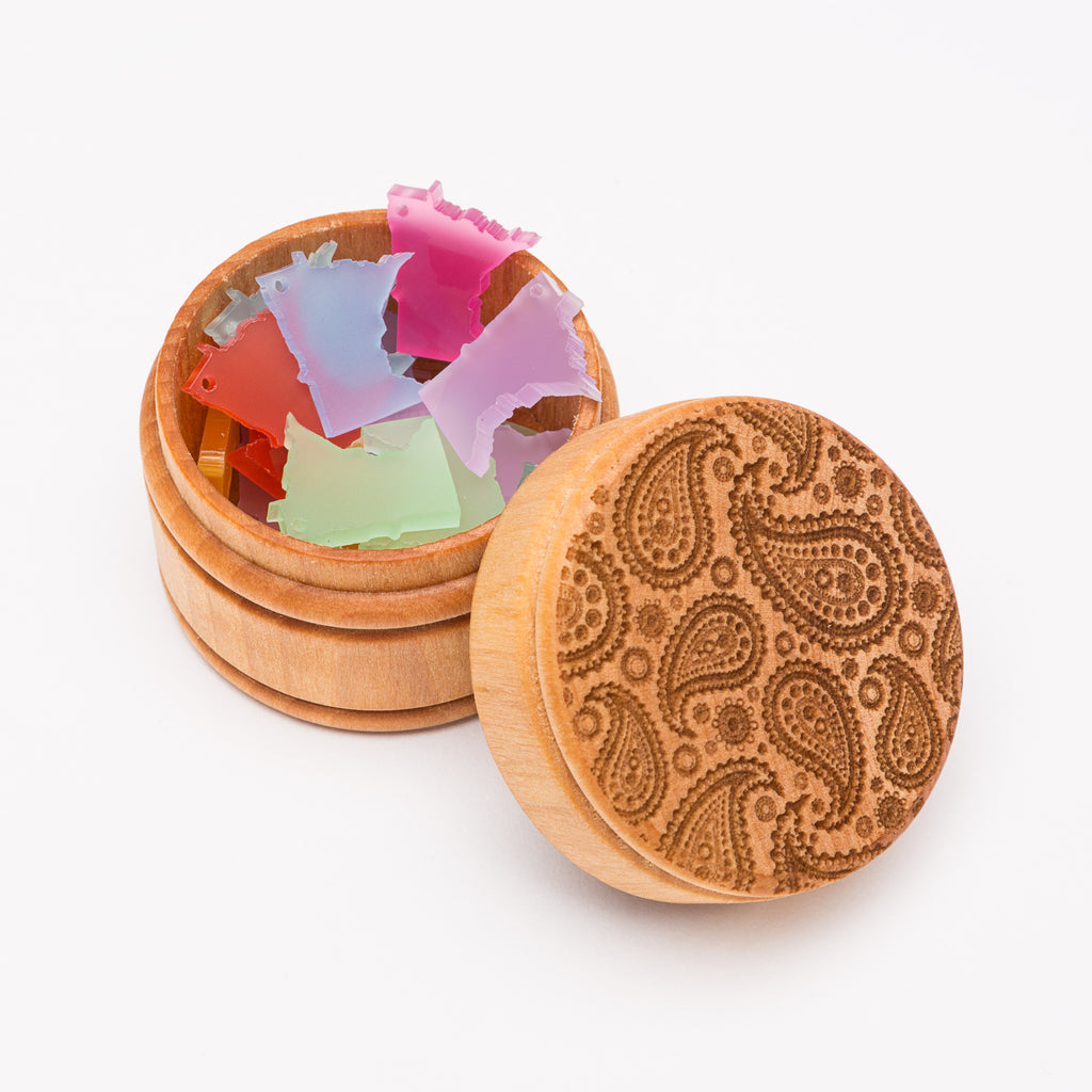Paisley Round Wood Laser Cut Box from Create Laser Arts